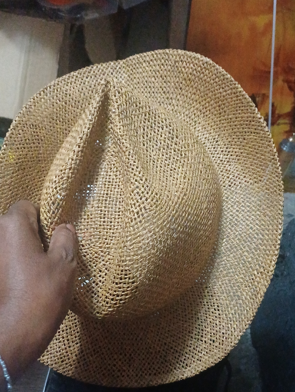 Woven Straw Fedora Hat - Natural Tan